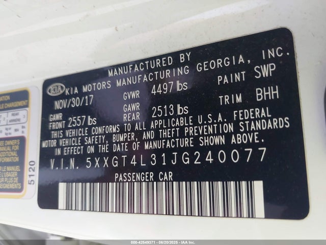 5XXGT4L31JG240077 KIA gdi