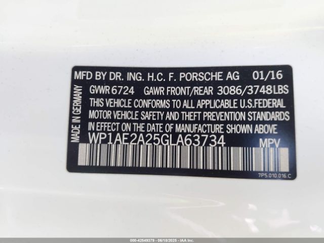 2016 PORSCHE CAYENNE E-HYBRID WP1AE2A25GLA63734 Photo 8