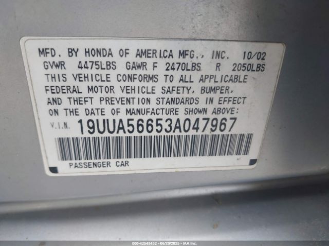 2003 ACURA TL 19UUA56653A047967 Photo 8