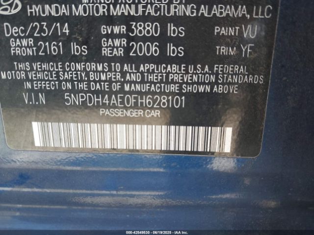 5NPDH4AE0FH628101 Hyundai dohc mpi nu