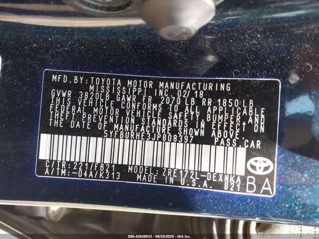 Toyota 2zr-fe 2018 5YFBURHE3JP808397 Image 9