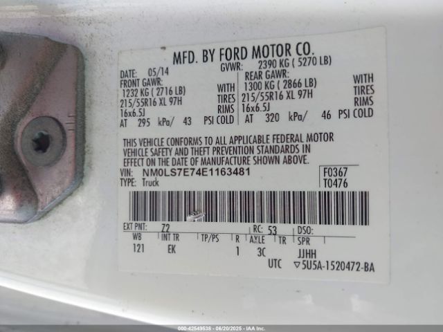 2014 FORD TRANSIT CONNECT NM0LS7E74E1163481 Photo 8