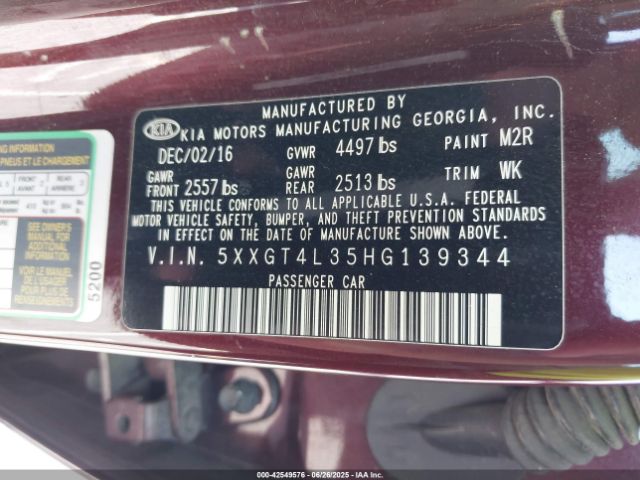 2017 KIA OPTIMA 5XXGT4L35HG139344 Photo 8