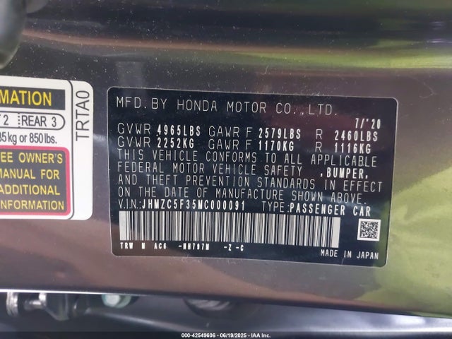 Honda Leb3 2021 JHMZC5F35MC000091 Image 9