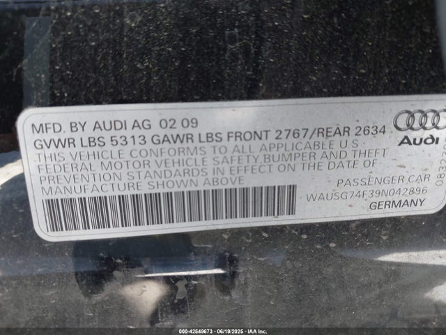 2009 AUDI A6 WAUSG74F39N042896 Photo 8