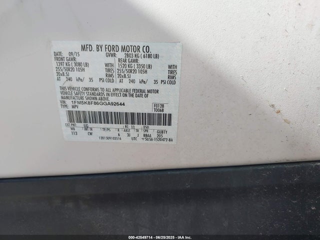 Ford 2016 2016 1FM5K8F86GGA92644 Image 9