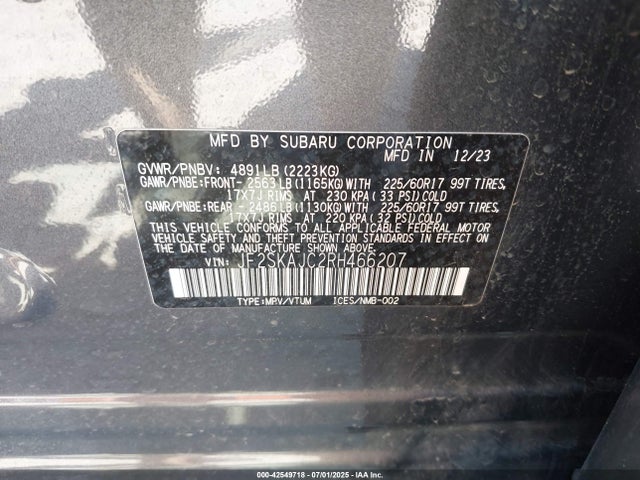 Subaru na u5 2024 JF2SKAJC2RH466207 Image 9