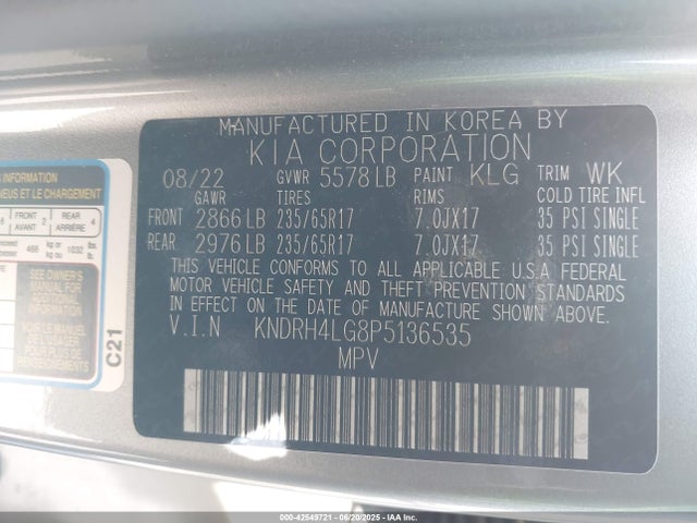 KNDRH4LG8P5136535 KIA t-gdi gamma-ii