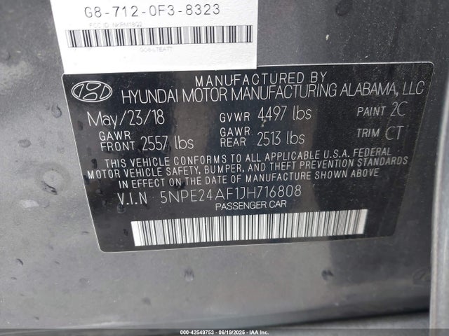 5NPE24AF1JH716808 Hyundai gdi theta-ii