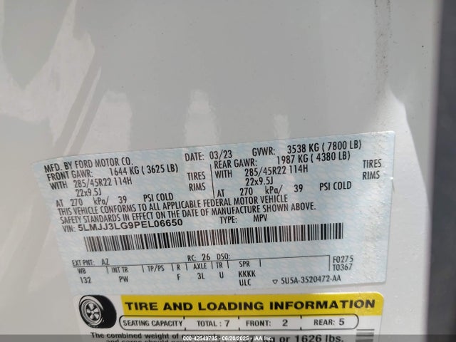 5LMJJ3LG9PEL06650 Lincoln gtdi