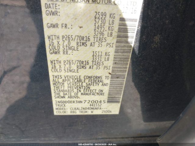 1N6DD0ER3HN720045 Nissan 2017
