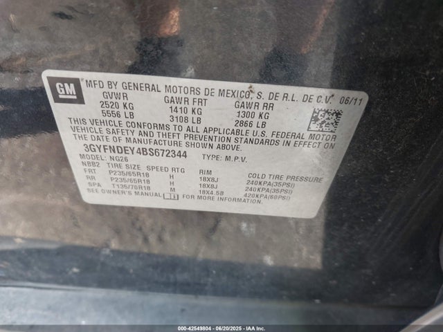 2011 CADILLAC SRX 3GYFNDEY4BS672344 Photo 8