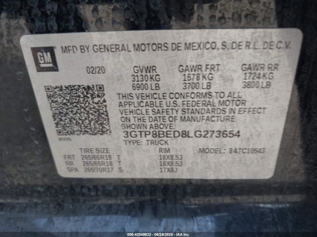 2020 GMC SIERRA 1500 3GTP8BED8LG273654 Photo 8