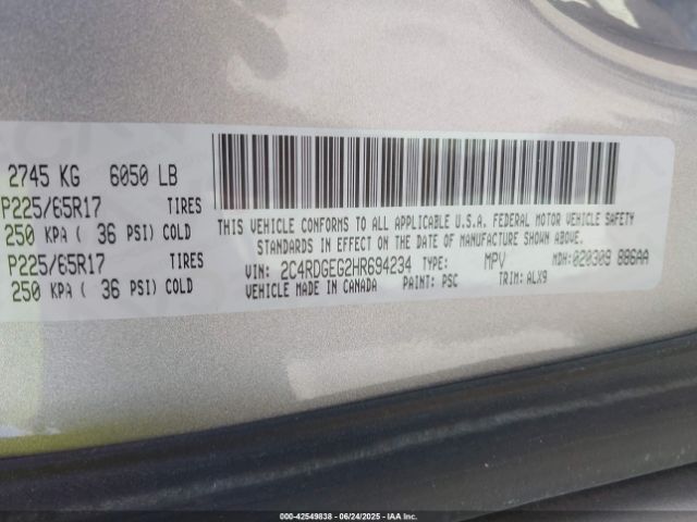 2017 DODGE GRAND CARAVAN 2C4RDGEG2HR694234 Photo 8