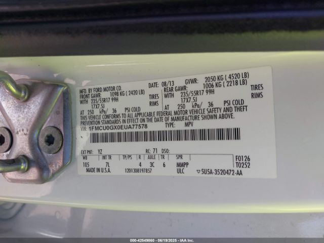 1FMCU0GX0EUA77578 Ford 2014