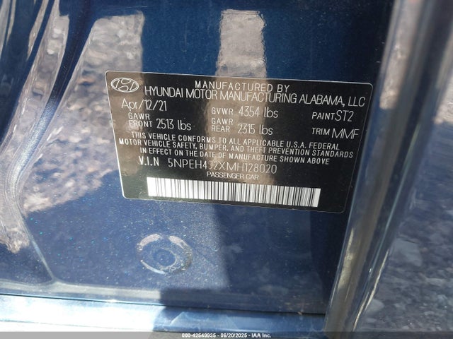 5NPEH4J2XMH128020 Hyundai t-gdi gamma ii