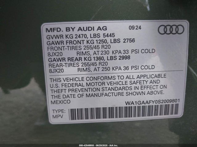 2025 AUDI Q5 WA1GAAFY0S2009801 Photo 8