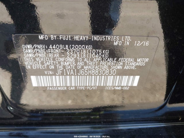 JF1VA1J65H8830830 Subaru dib