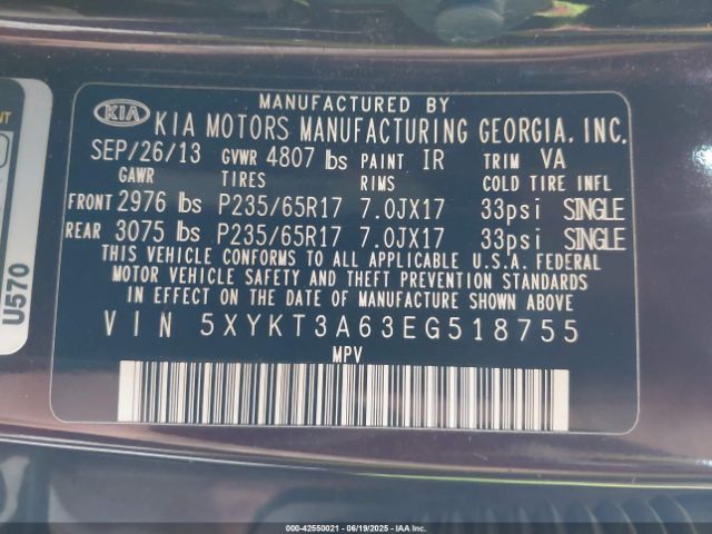 2014 KIA SORENTO 5XYKT3A63EG518755 Photo 8