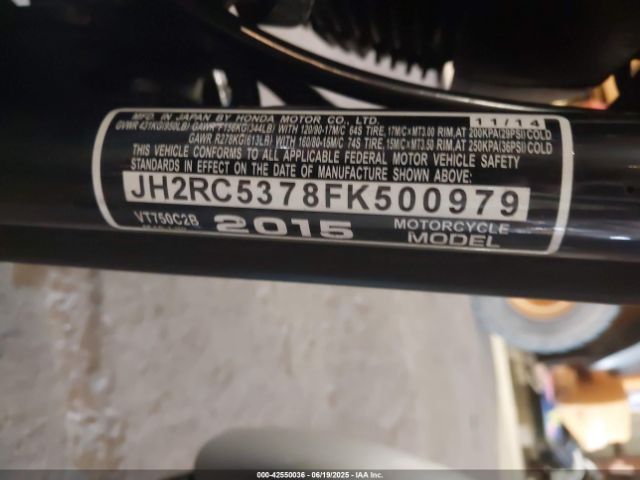 2015 HONDA VT750 JH2RC5378FK500979 Photo 9