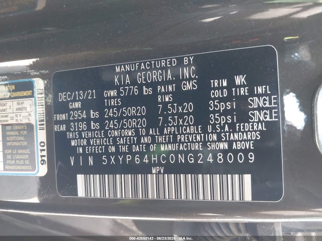 5XYP64HC0NG248009 KIA gdi lambda-ii