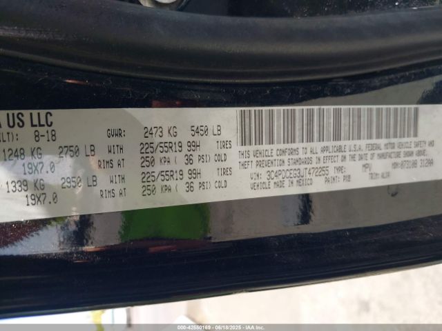 2018 DODGE JOURNEY 3C4PDCEG3JT472255 Photo 8