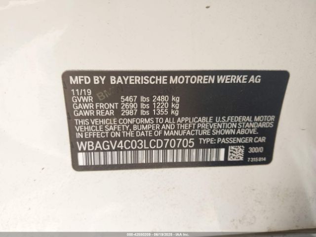 2020 BMW 840I GRAN COUPE WBAGV4C03LCD70705 Photo 8