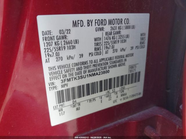 2022 FORD MUSTANG MACH-E 3FMTK3SU1NMA23800 Photo 8
