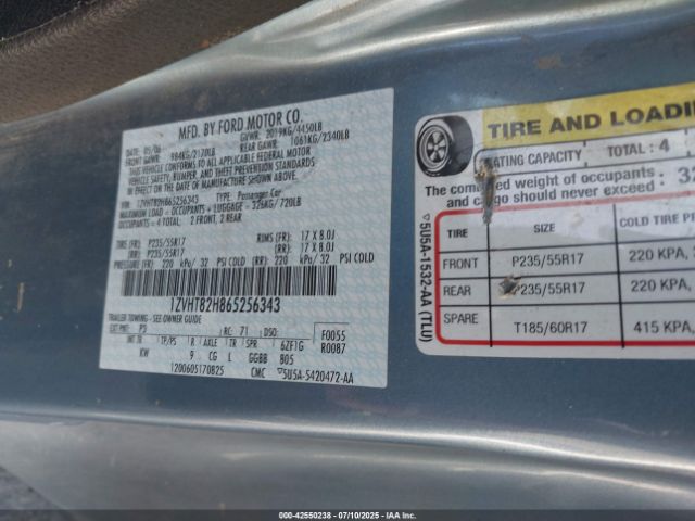 2006 FORD MUSTANG 1ZVHT82H865256343 Photo 8