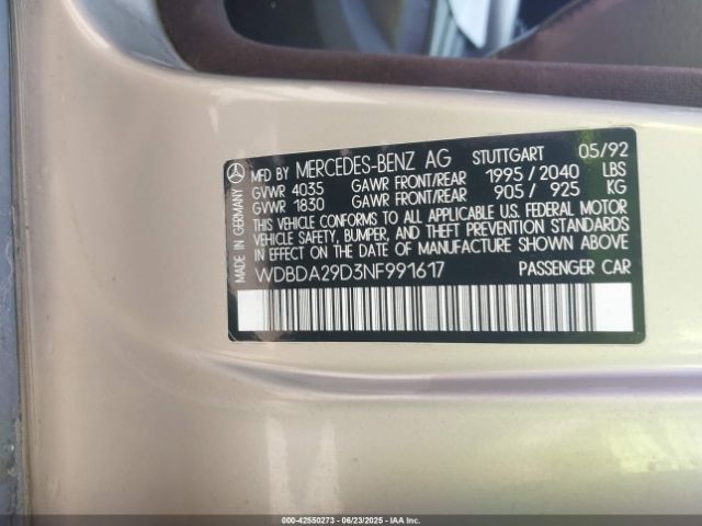 1992 MERCEDES-BENZ 190 WDBDA29D3NF991617 Photo 8