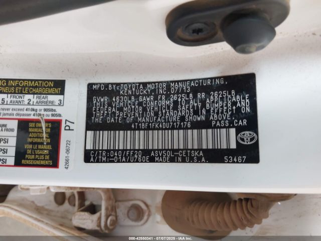 2013 TOYOTA CAMRY 4T1BF1FK4DU717176 Photo 8