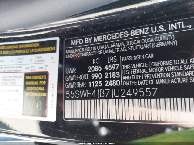 55SWF4JB7JU249557 Mercedes-Benz m274