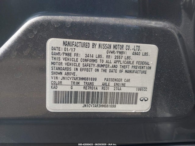 Infiniti Q50 2017 JN1CV7AR3HM681699 Image 9