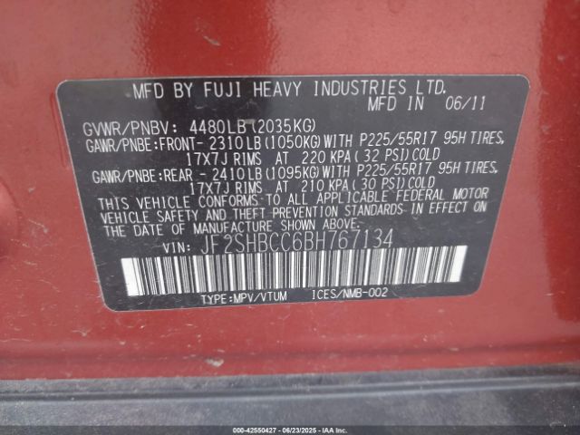 2011 SUBARU FORESTER JF2SHBCC6BH767134 Photo 8