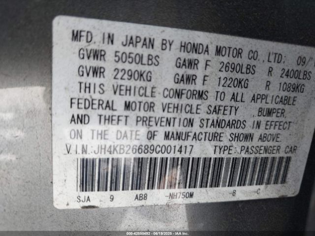 2009 ACURA RL JH4KB26689C001417 Photo 8