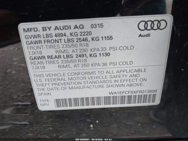 2015 AUDI Q3 WA1EFCFSXFR013898 Photo 8