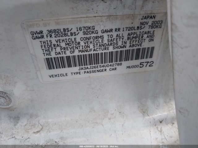 2004 MITSUBISHI LANCER JA3AJ26E54U042788 Photo 8