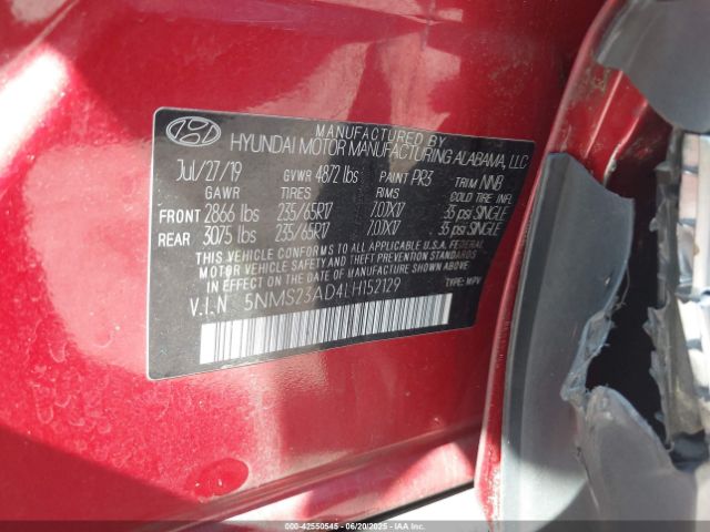 2020 HYUNDAI SANTA FE 5NMS23AD4LH152129 Photo 8
