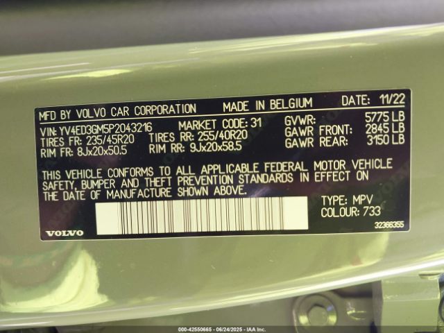 2023 VOLVO C40 RECHARGE PURE ELECTRIC YV4ED3GM5P2043216 Photo 8