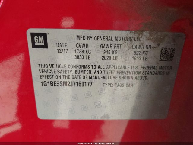 1G1BE5SM2J7160177 Chevrolet le2 -di: direct injection, vvt: variable valve timing, gen, alum