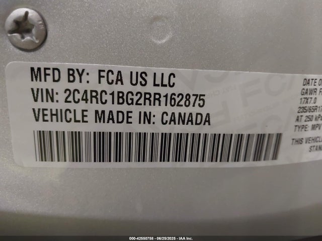 Продажа на аукционе авто 2024 Chrysler Pacifica Touring L, vin: 2C4RC1BG2RR162875, номер лота: 42550758
