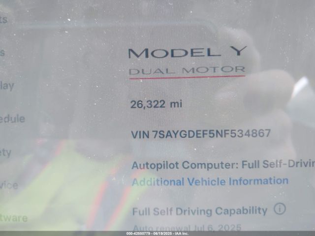 2022 TESLA MODEL Y 7SAYGDEF5NF534867 Photo 6