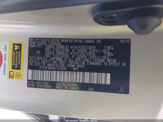 2T2ZK1BA9EC137606 Lexus 2gr-fe