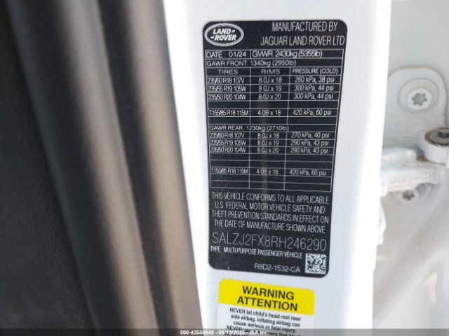 2024 LAND ROVER RANGE ROVER EVOQUE SALZJ2FX8RH246290 Photo 8