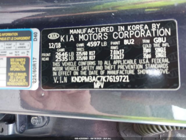 KNDPM3AC7K7619721 KIA gdi theta ii