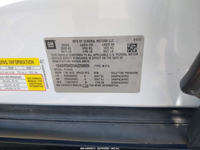 1GKKRSKD5HJ258809 GMC llt - sidi: spark ignited direct injection, 60 degrees, alum