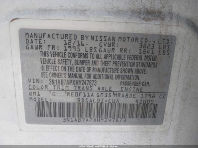3N1AB7APXHY247873 Nissan 2017