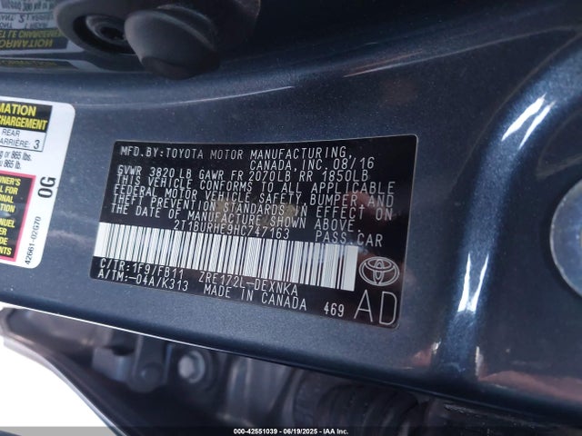 2T1BURHE9HC747163 Toyota 2zr-fe