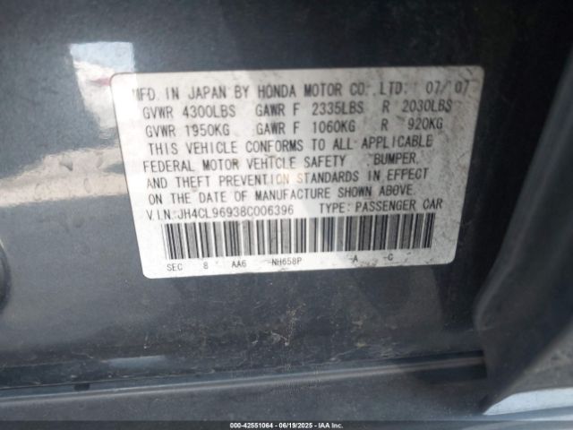 2008 ACURA TSX JH4CL96938C006396 Photo 8