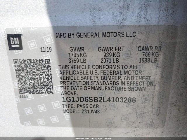 Chevrolet luv - mfi, variable valve timing, alum, e85 max 2020 1G1JD6SB2L4103288 Image 9